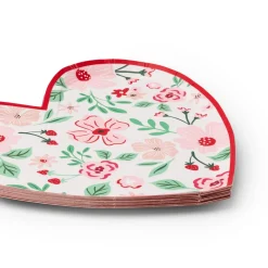 Clearance Bonjour Fete Pink & Red Floral Heart Plates