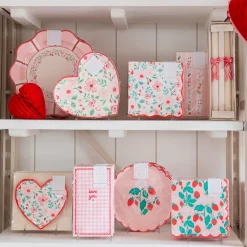 Sale Bonjour Fete Pink & Red Floral Stripe Guest Towels