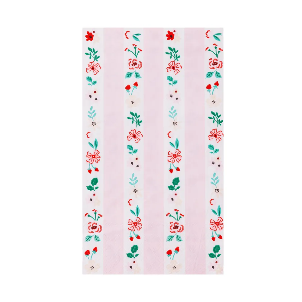 Sale Bonjour Fete Pink & Red Floral Stripe Guest Towels