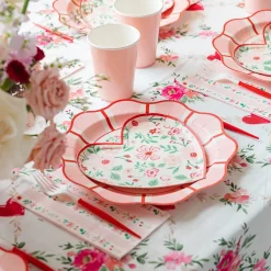 Sale Bonjour Fete Pink & Red Floral Stripe Guest Towels