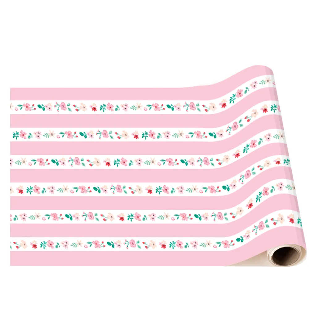 New Bonjour Fete Pink & Red Floral Stripe Table Runner