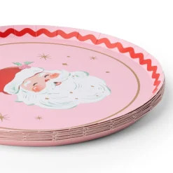 Online Bonjour Fete Pink & Red Jolly Santa Small Plates
