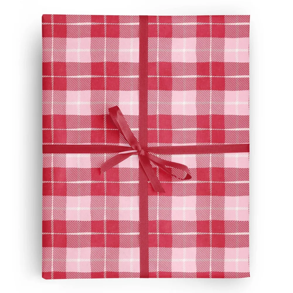New Vivie and Ash Pink & Red Plaid Wrapping Paper