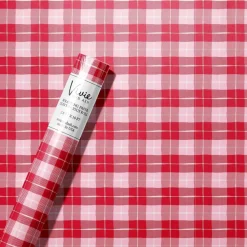 New Vivie and Ash Pink & Red Plaid Wrapping Paper
