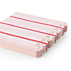 New Bonjour Fete Pink & Red Regency Stripe Large Napkins