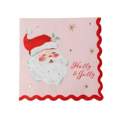 Hot Bonjour Fete Pink & Red Santa Large Napkins