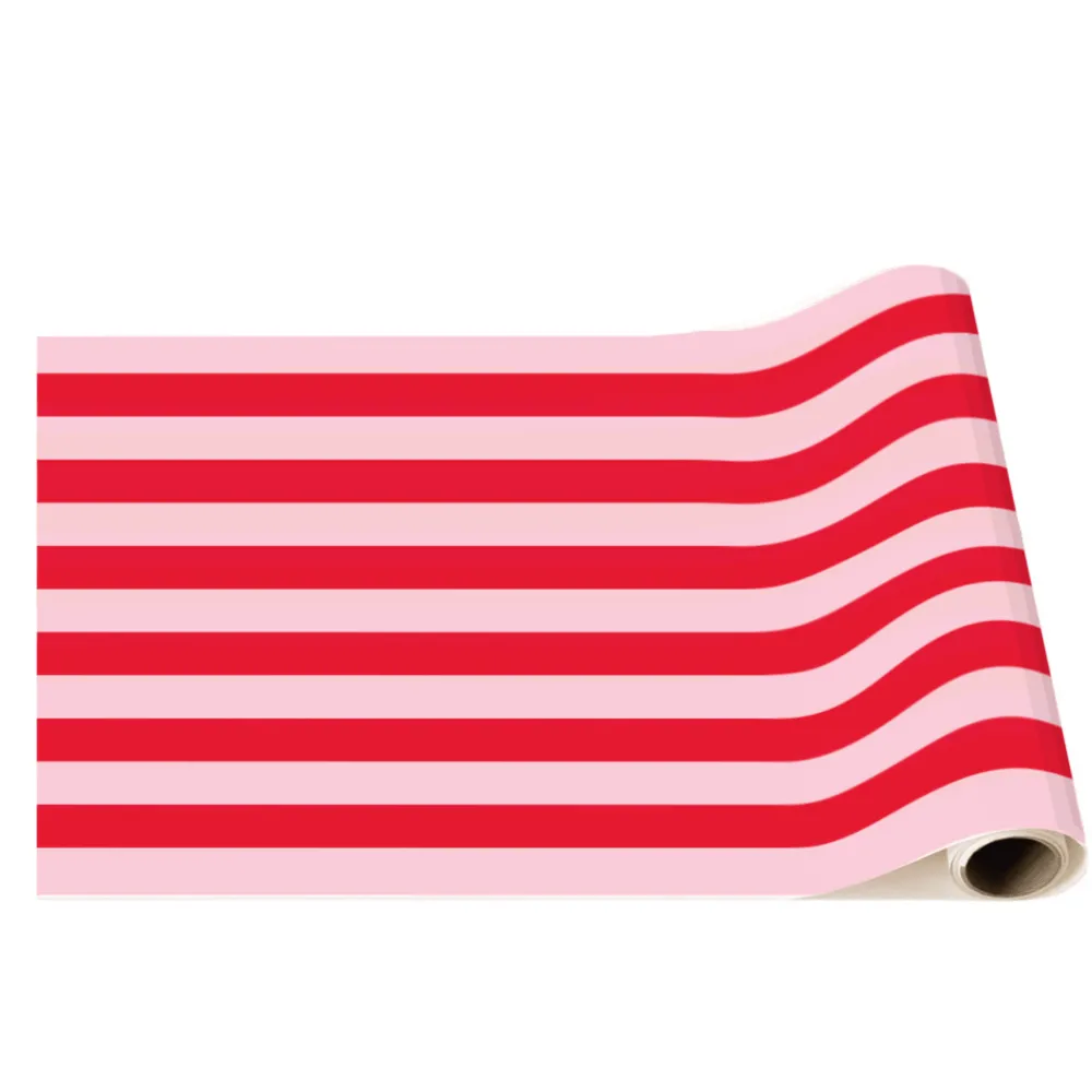 Discount Bonjour Fete Pink & Red Signature Cabana Stripe Table Runner