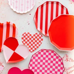 Outlet Bonjour Fete Pink & Red Signature Cabana Stripe Plates