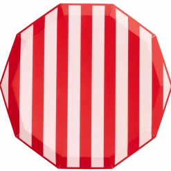 Outlet Bonjour Fete Pink & Red Signature Cabana Stripe Plates