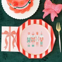 Outlet Bonjour Fete Pink & Red Signature Cabana Stripe Plates