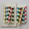 Discount Creative Co-op Pink & White Striped Taper Candles