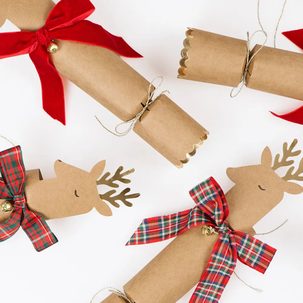 Outlet Meri Meri Plaid & Velvet Bow Reindeer Christmas Crackers