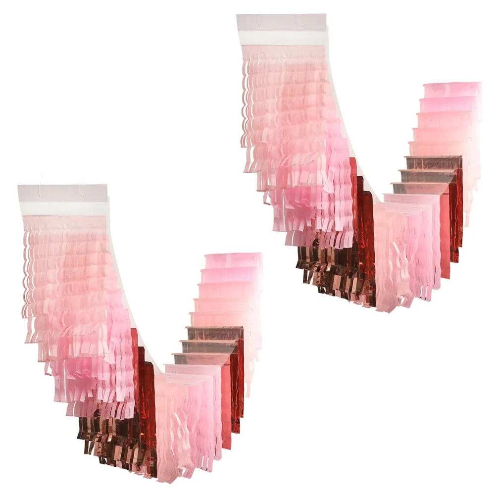Hot Packed Party Pretty in Pink Fringe Canopy Banners (Set of 2)