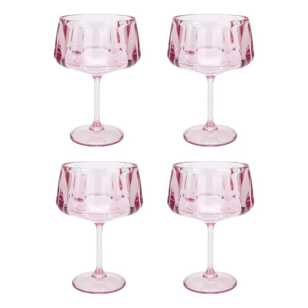 Best Packed Party Pretty in Pink Reusable Coupe Glasses (set of 4)