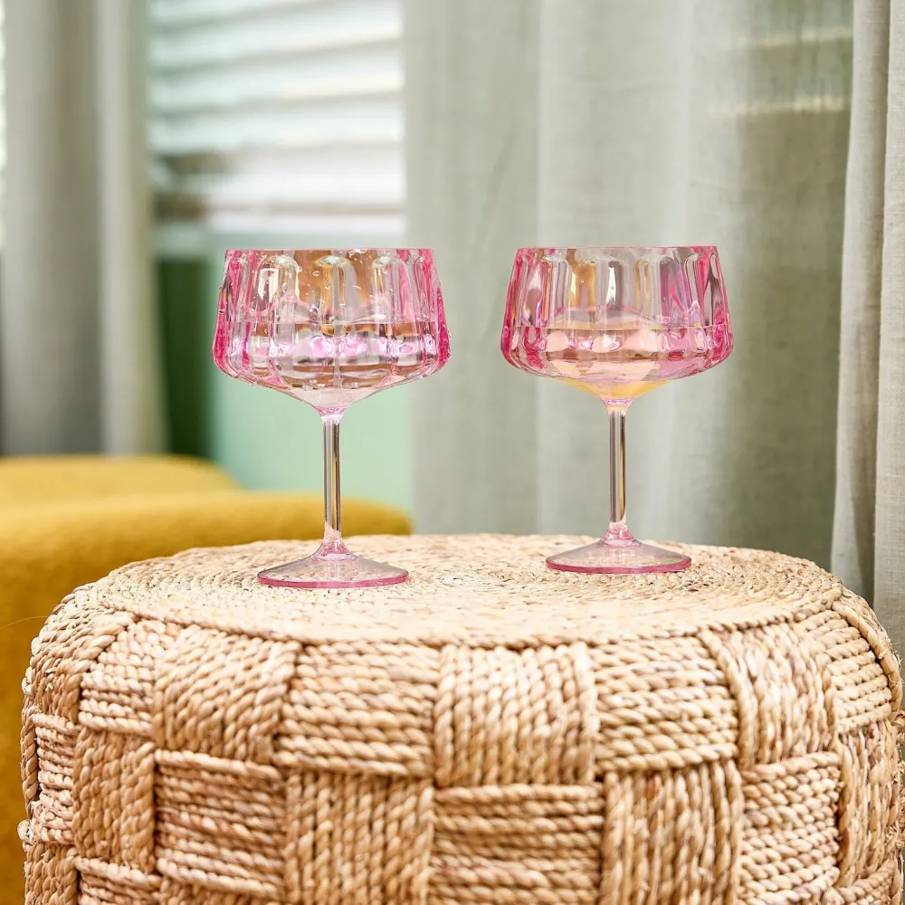 Best Packed Party Pretty in Pink Reusable Coupe Glasses (set of 4)