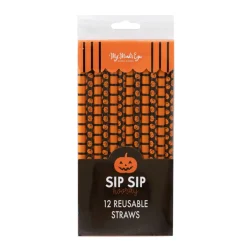 Discount My Mind’s Eye Pumpkin Stripes Reusable Straws