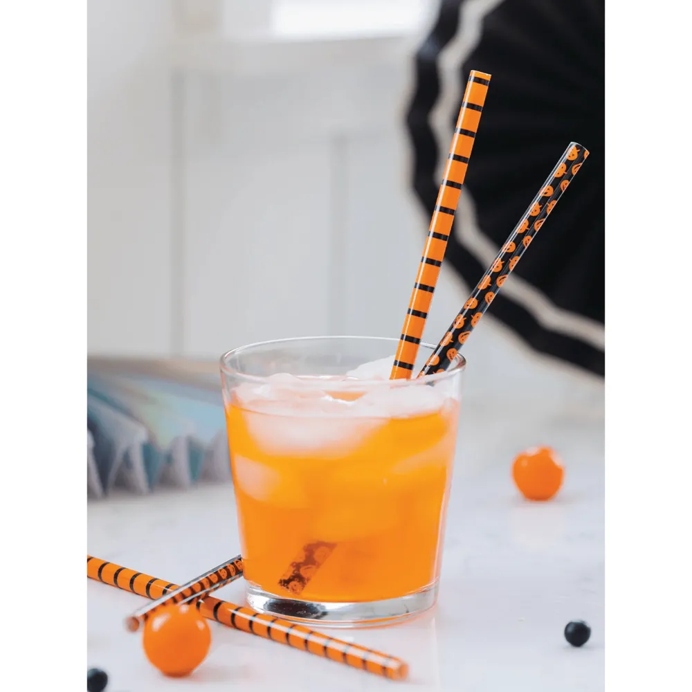 Discount My Mind’s Eye Pumpkin Stripes Reusable Straws