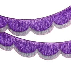 New xo, Fetti Purple & Silver Scallop Fringe Banner