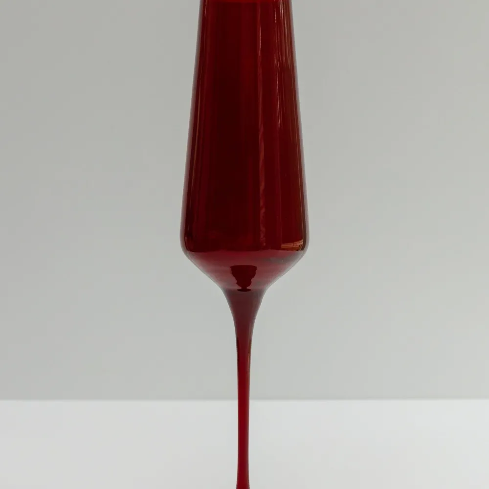 Clearance Estelle Colored Glass Red Champagne Flute Set