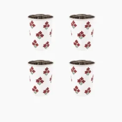 Discount Trudie Red Floral Short Enamelware Tumblers - Set of 4