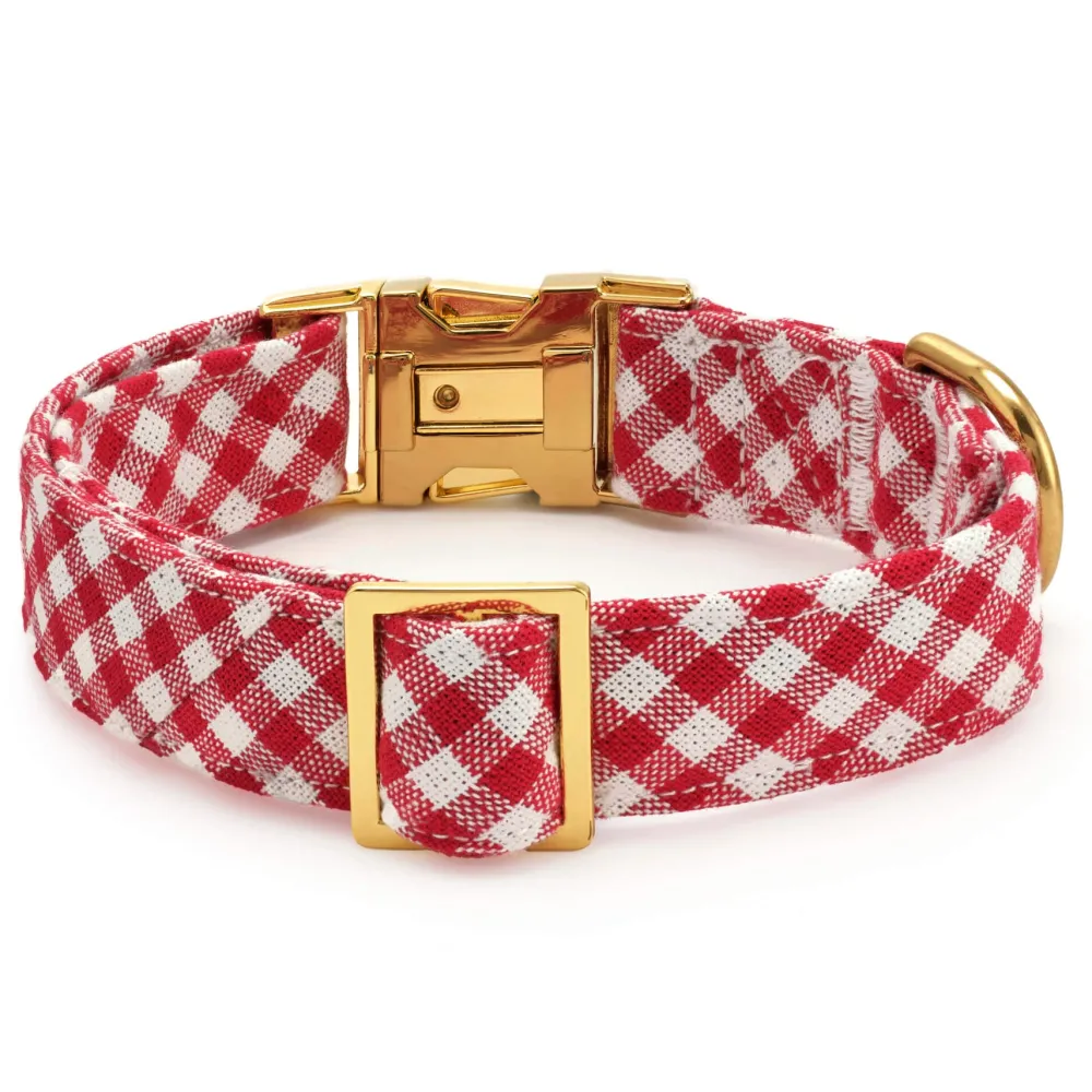 Online The Foggy Dog Red Gingham Dog Collar