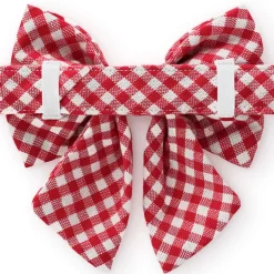 Hot The Foggy Dog Red Gingham Lady Bow Dog Collar