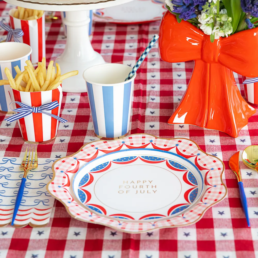 Outlet Bonjour Fete Red Gingham 4th of July Dinner Plates
