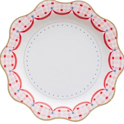 Outlet Bonjour Fete Red Gingham 4th of July Dinner Plates