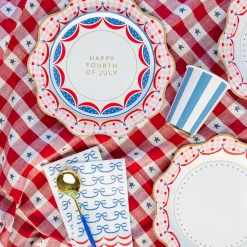 Outlet Bonjour Fete Red Gingham 4th of July Dinner Plates