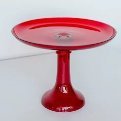 Estelle Colored Glass Red Glass Cake Stand
