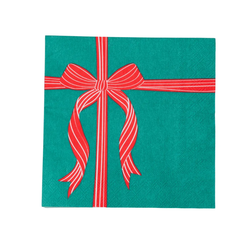 Bonjour Fete Red & Green Present Large Napkins