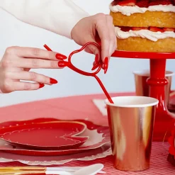 Bonjour Fête Red Heart Shaped Valentine Party Straw