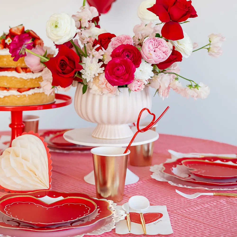 Bonjour Fête Red Heart Shaped Valentine Party Straw