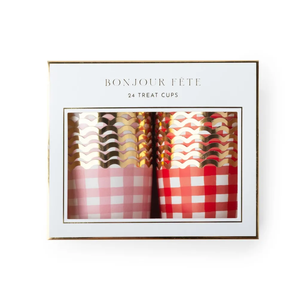 Hot Bonjour Fete Red & Pink Gingham Treat Cups