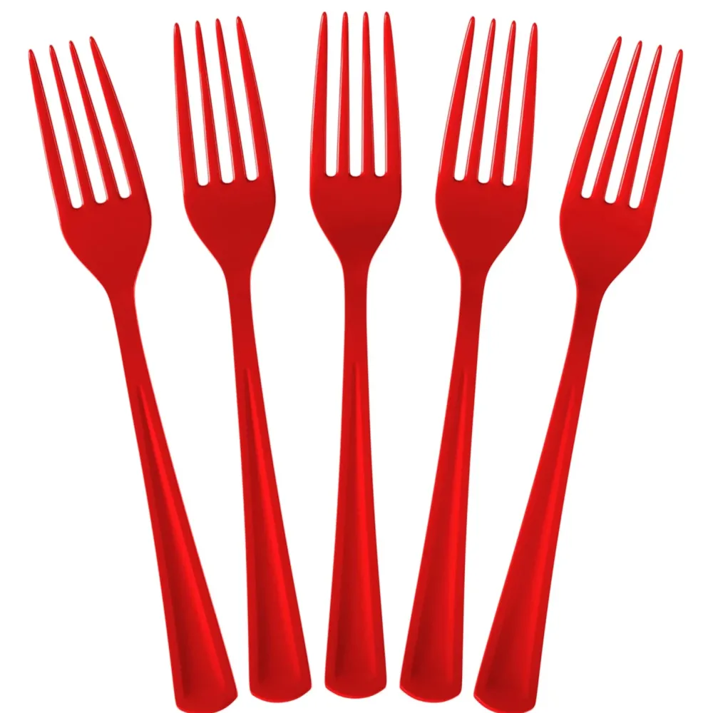 Best Crown Display Red Plastic Forks