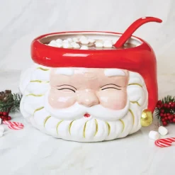 Best 8 Oak Lane Red Santa Punch Bowl with Ladle