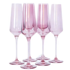 Outlet Estelle Colored Glass Rose Champagne Flute Set