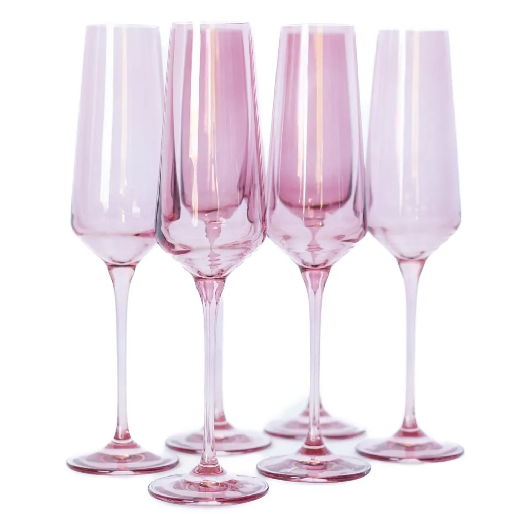 Outlet Estelle Colored Glass Rose Champagne Flute Set
