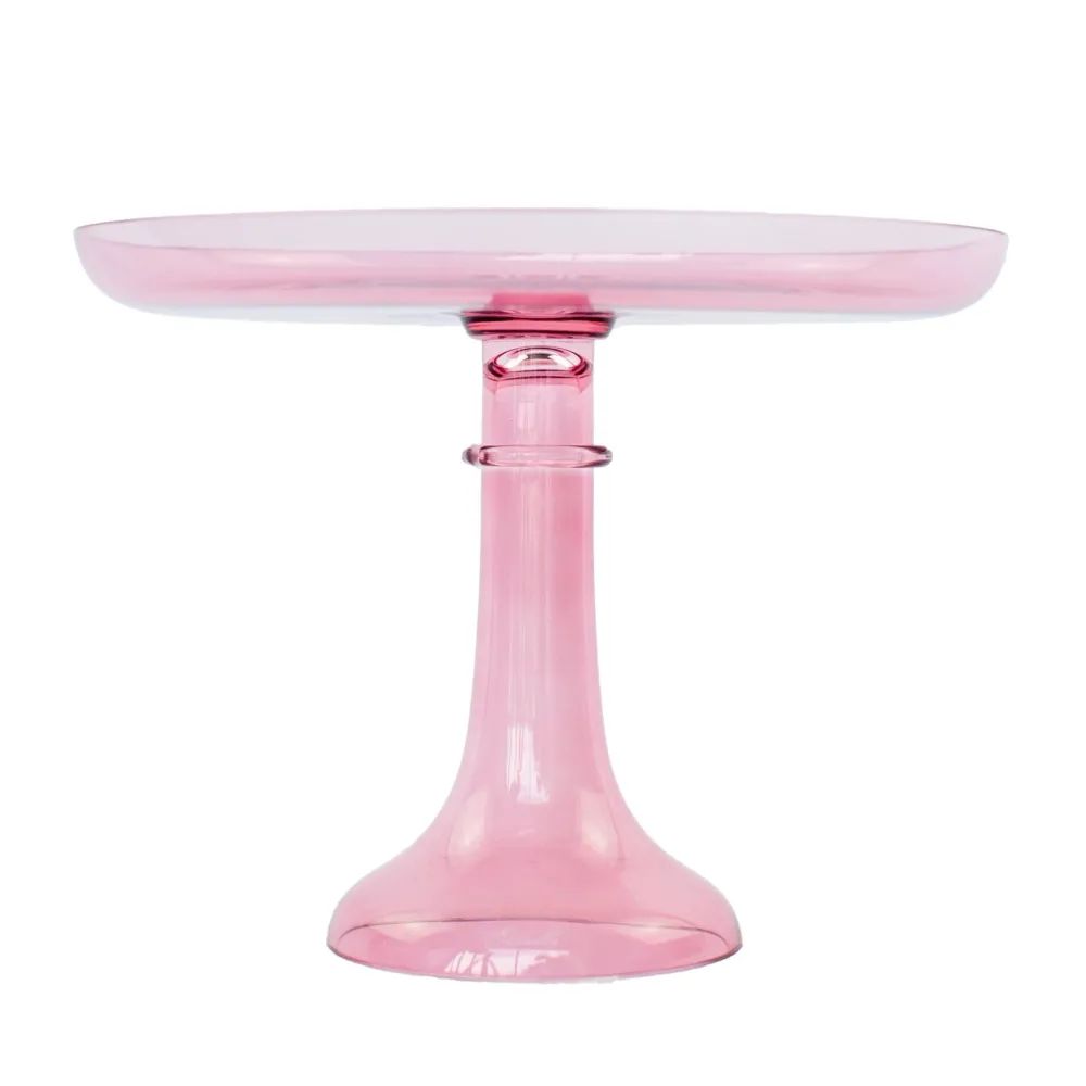Clearance Estelle Colored Glass Rose Glass Cake Stand