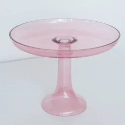 Clearance Estelle Colored Glass Rose Glass Cake Stand
