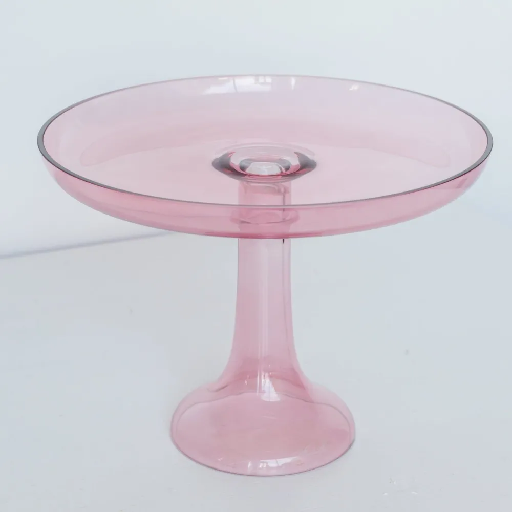 Clearance Estelle Colored Glass Rose Glass Cake Stand