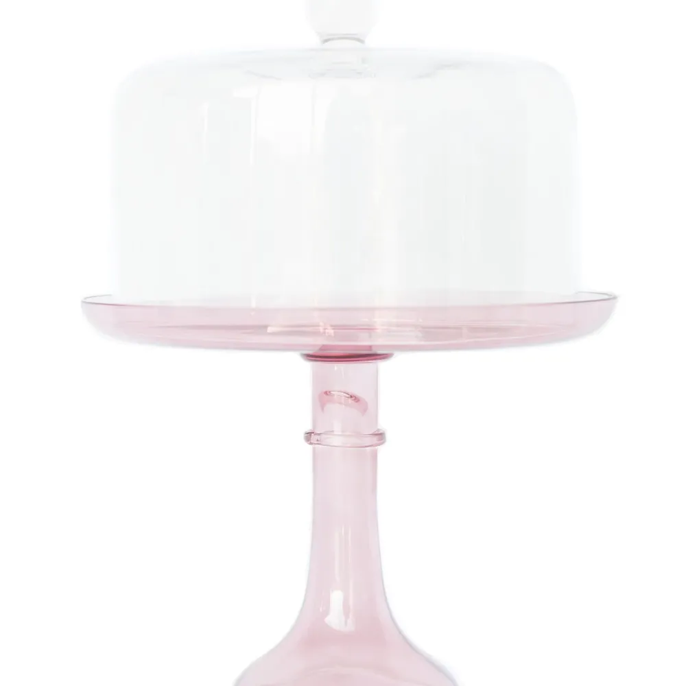 Clearance Estelle Colored Glass Rose Glass Cake Stand