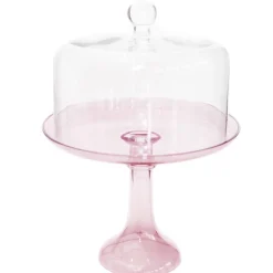 Clearance Estelle Colored Glass Rose Glass Cake Stand