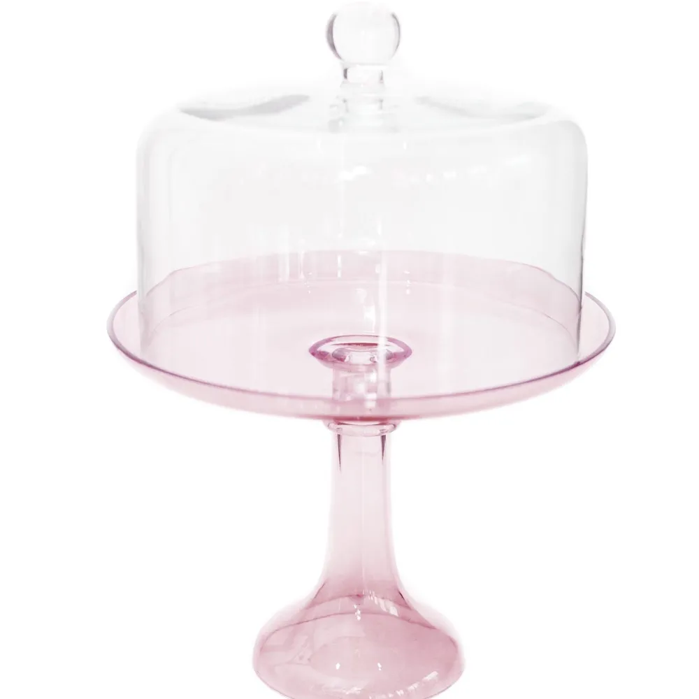 Clearance Estelle Colored Glass Rose Glass Cake Stand