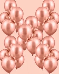 Discount xo, Fetti Rose Gold Chrome Balloons - 25 Pack