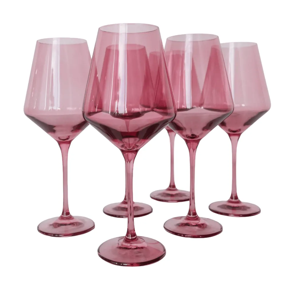 Online Estelle Colored Glass Rose Wine Glass Set