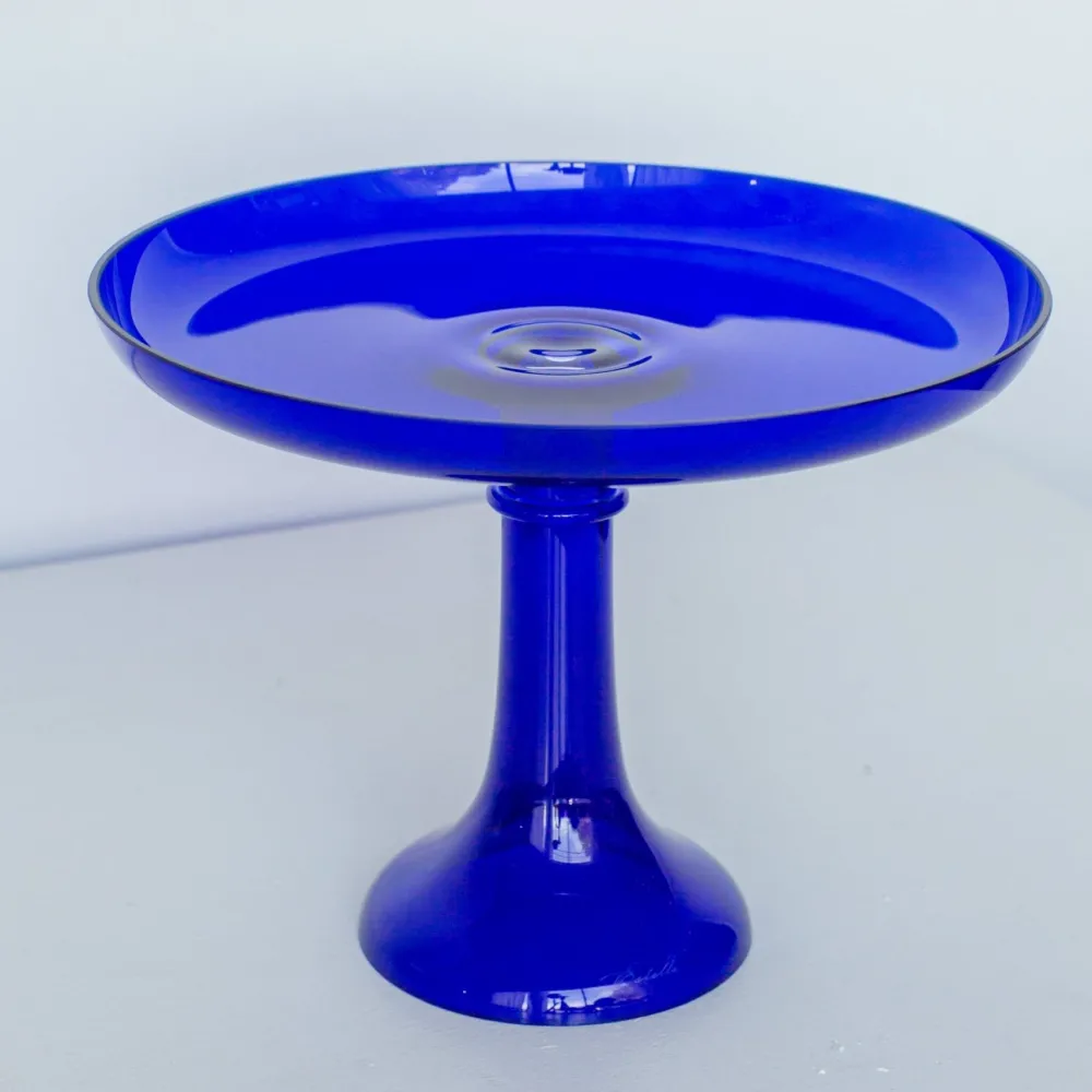 Outlet Estelle Colored Glass Royal Blue Glass Cake Stand