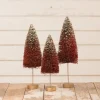 Bethany Lowe Designs, Inc. Ruby Gold Glow Bottle Brush Trees S3