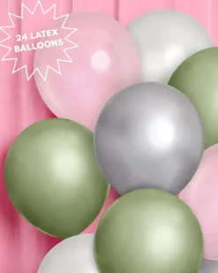 Discount xo, Fetti Sage Green & Chrome Latex Balloons