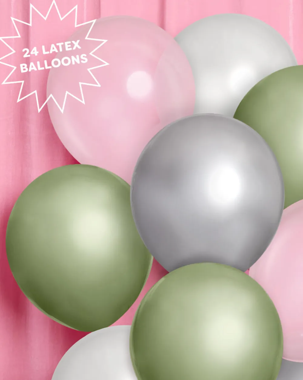 Discount xo, Fetti Sage Green & Chrome Latex Balloons
